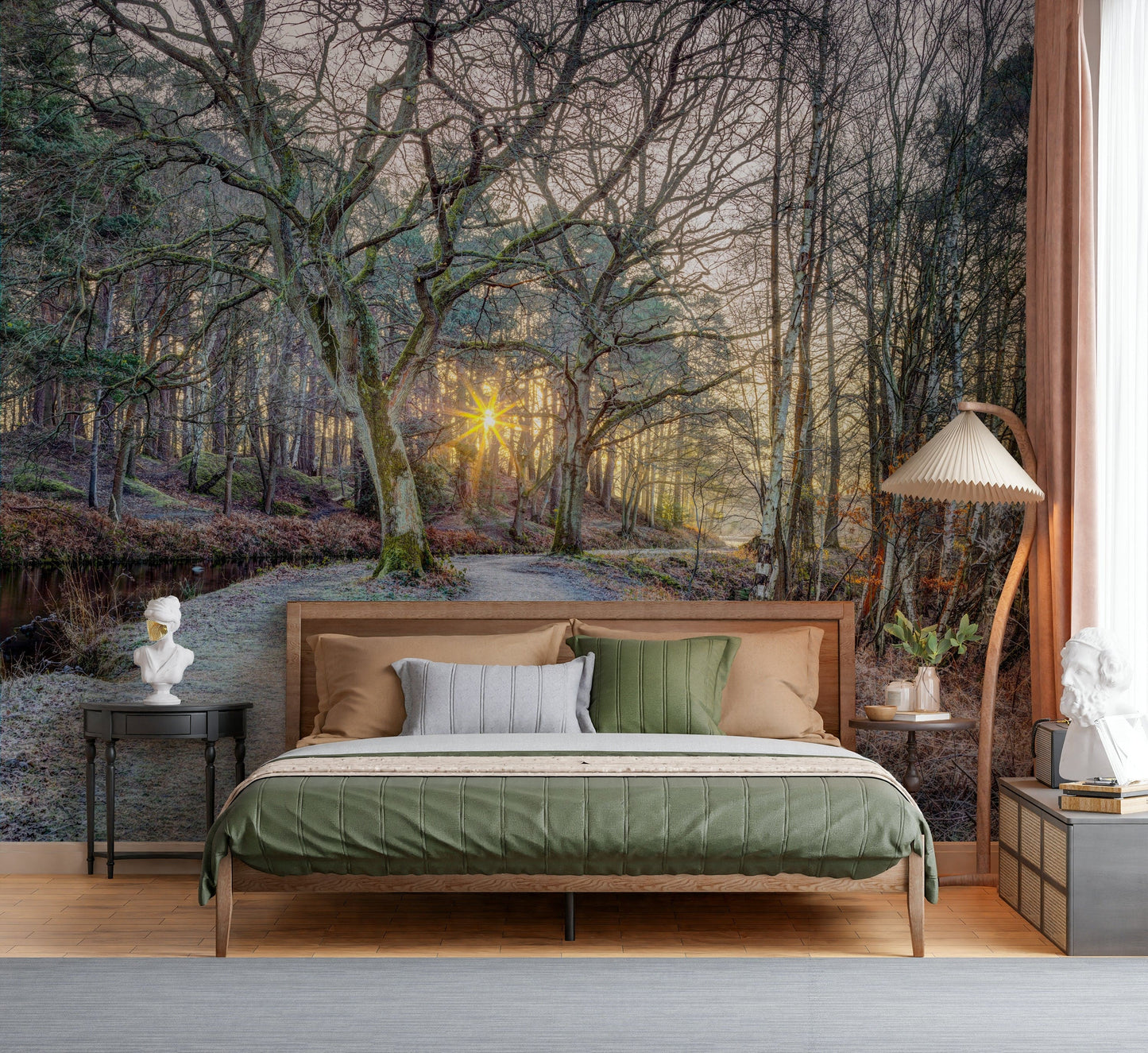 Misty Woodland Glare Wall Mural