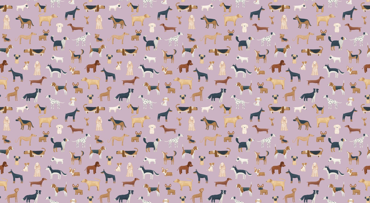 Lilac Dogs Pattern Wallpaper in your room