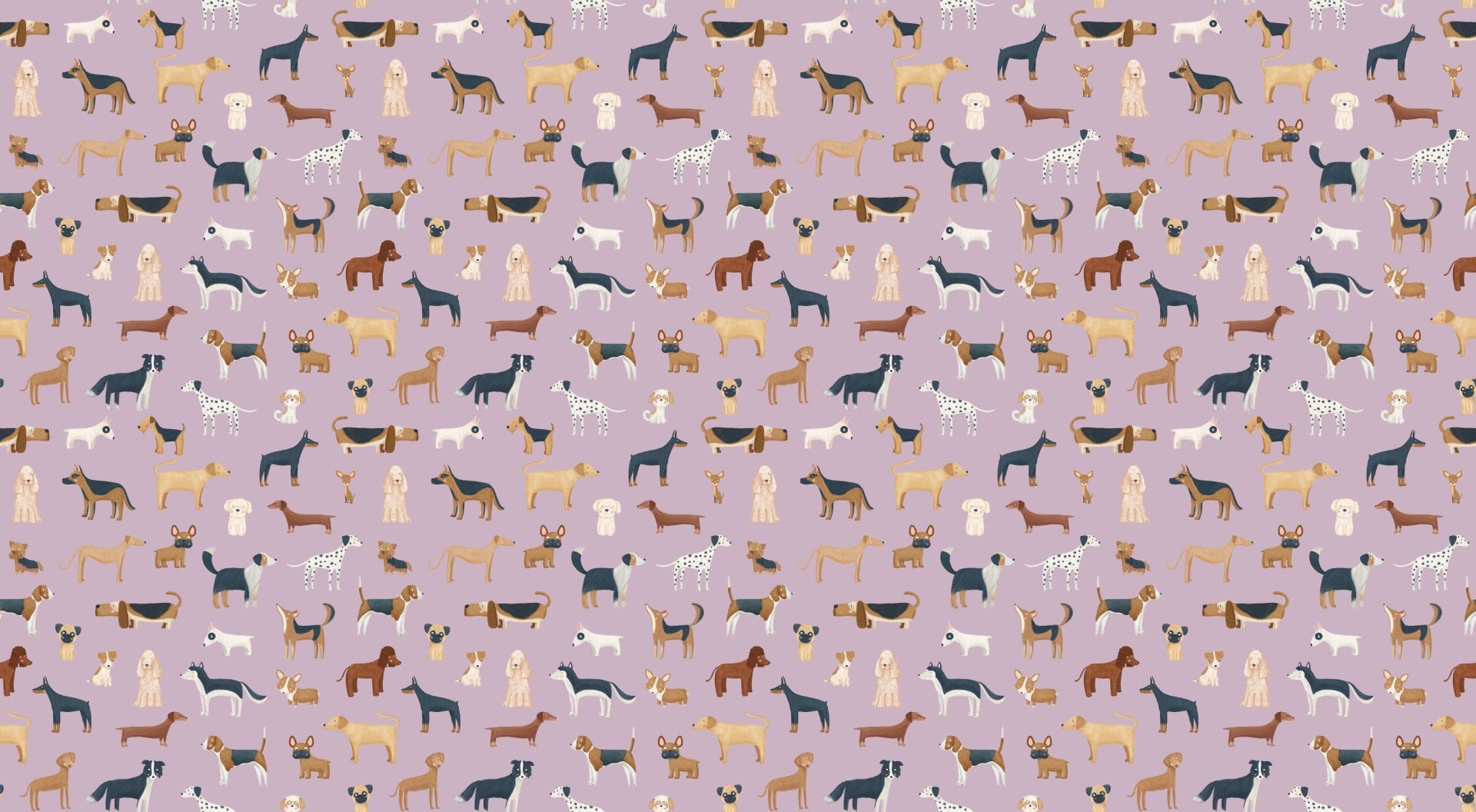Lilac Dogs Pattern Wallpaper