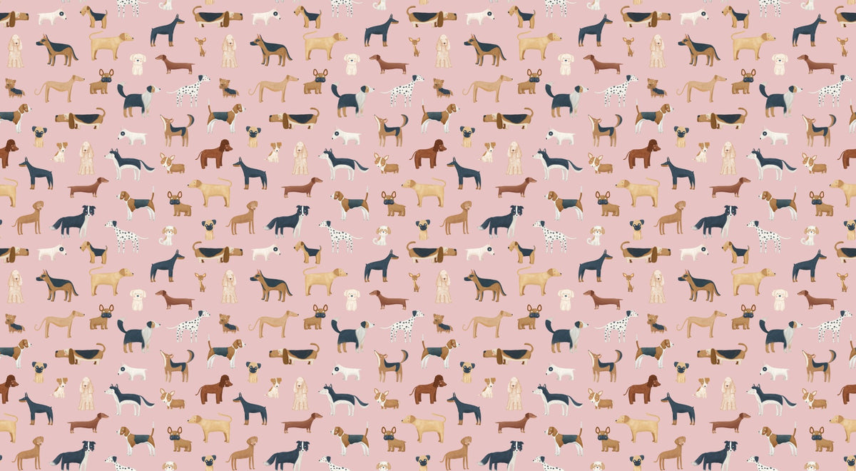Hounds in Hues Pink Dog Wallpaper in your room