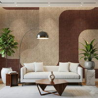 Designer fabric inspired wall treatment Mocha Curves Design.