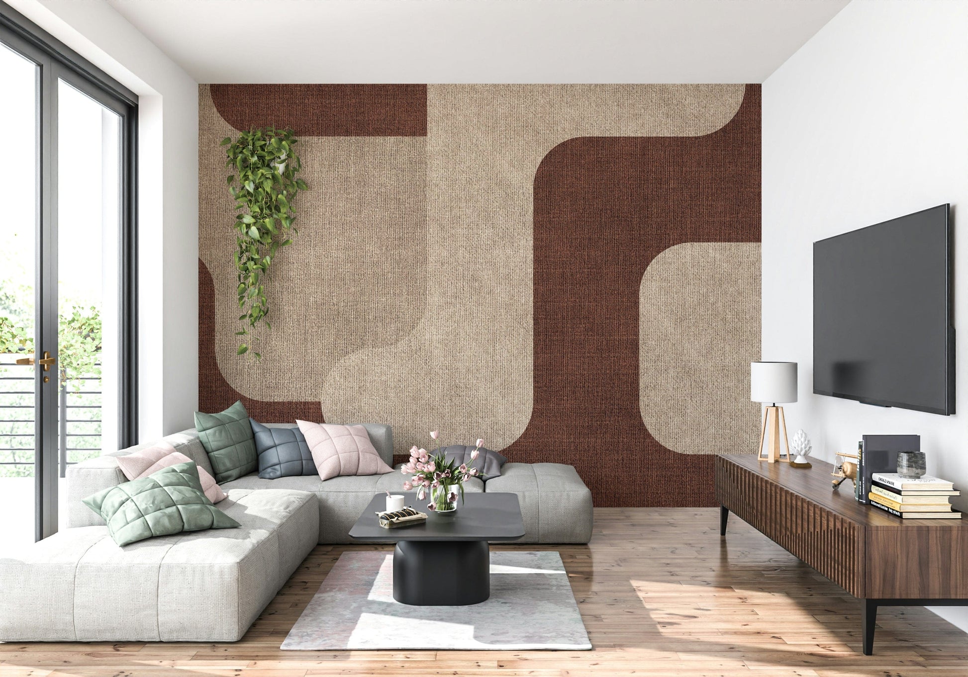 Earthy tones textured wallpaper mural for home.