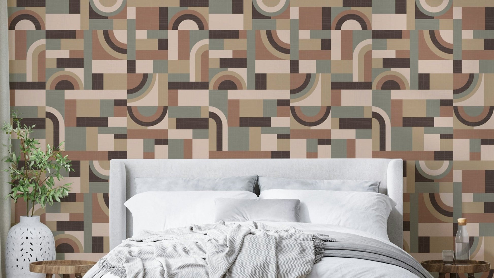 A wall mural featuring a soft, abstract pattern.

