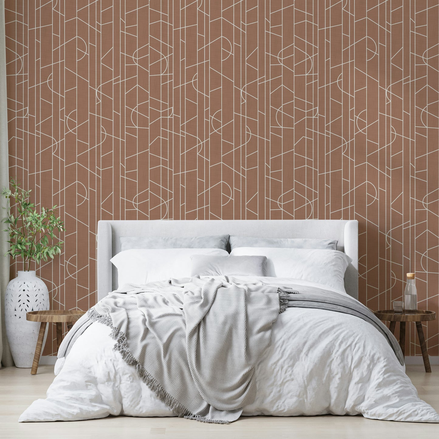 Soft wall mural with structured linear design

