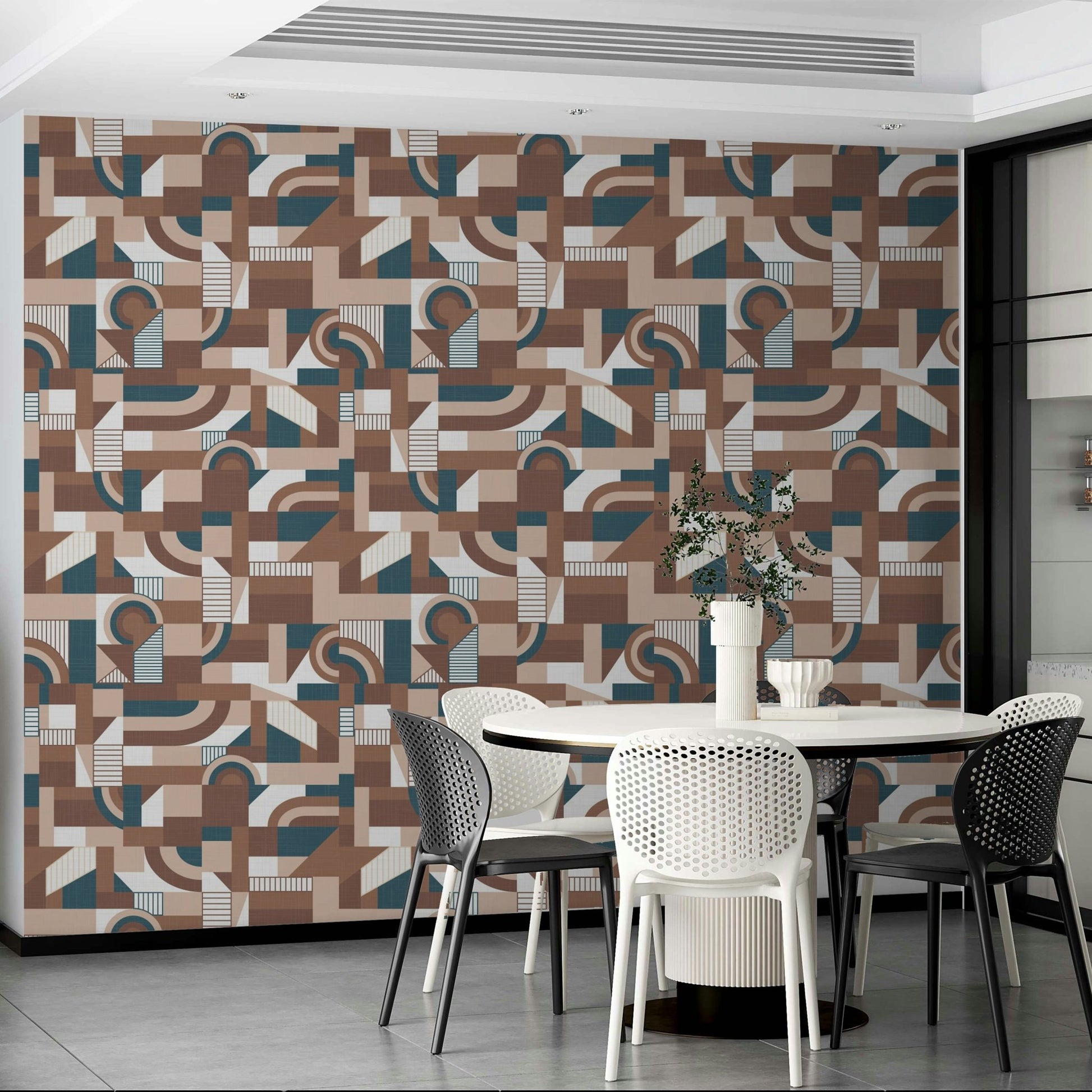 The room's lighting highlights the classic feel of the pattern.

