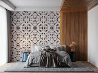Triangles wallpaper in warm neutral shades with layered geometric patterns.