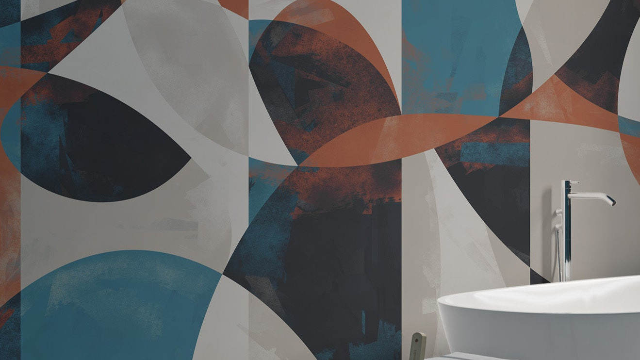 Modern abstract geometric wallpaper with bold patterns
