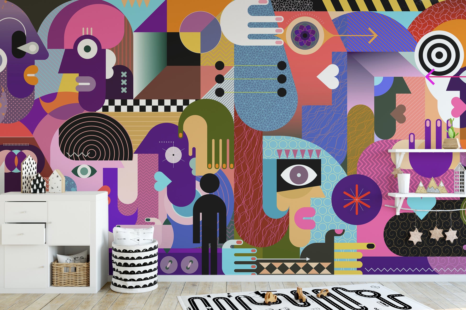 Modern Abstract People Collage Wall Mural - Giffywalls