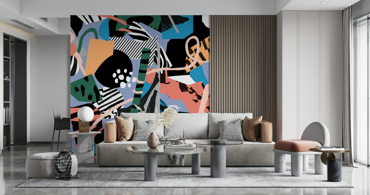 A calming abstract design wallpaper mural that defines a space.

