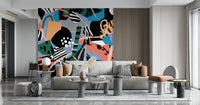 A calming abstract design wallpaper mural that defines a space.


