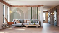 The image shows a peaceful, modern-style pattern with arched shapes.

