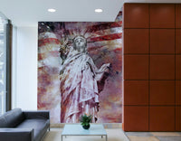 Patriotic red Statue of Liberty wall mural with modern flair


