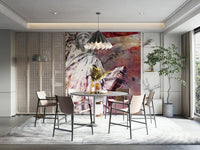 Red-toned Statue of Liberty wall mural in modern art style

