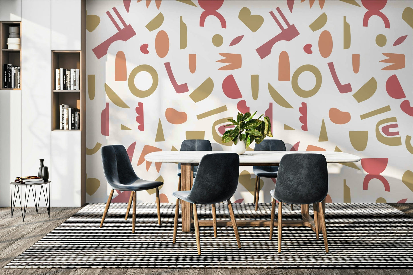 The composition is a structured, repeating pattern.

