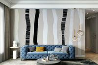 A beautiful modern art wall mural of birch trees.

