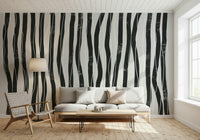 A beautiful modern stripe wallpaper mural with vertical, urban lines.