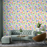 Bright modern wallpaper featuring bold abstract design

