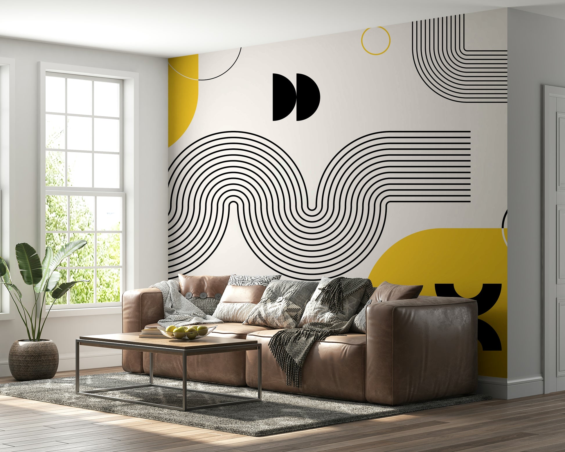 Bold Retro Mural for Living Room Walls

