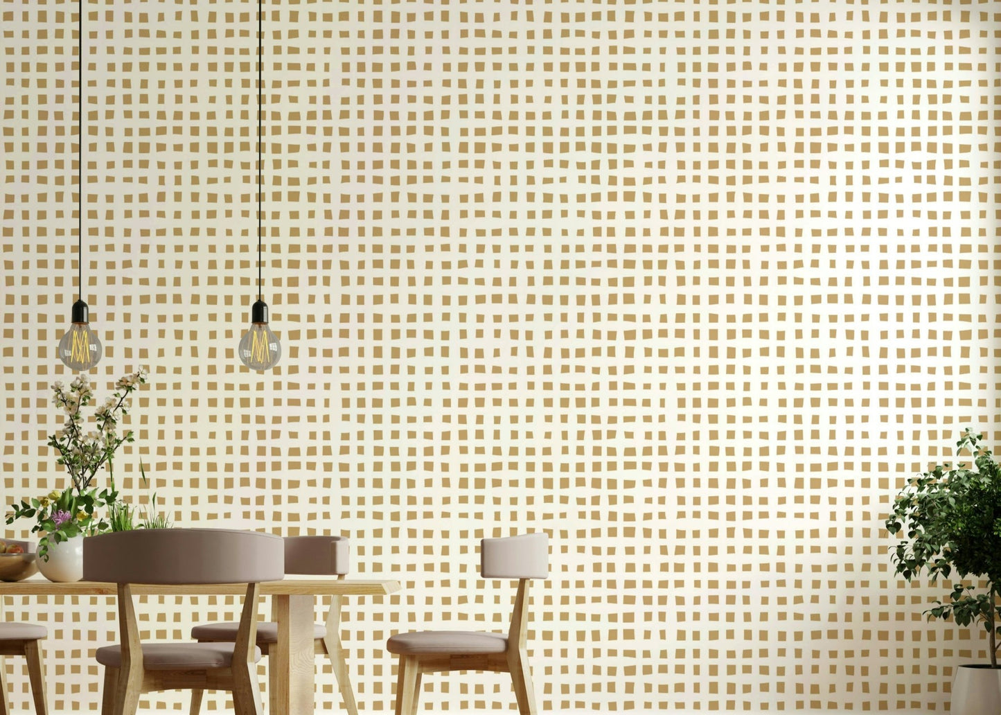 Modern beige square wallpaper design
