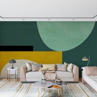 A contemplative fluid design wallpaper mural for a feature wall.