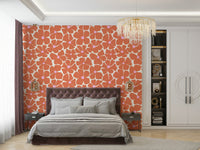 Bright and airy coral floral wallpaper design

