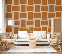 Modern Geometric Color Block Terracotta Cream Wallpaper⁠