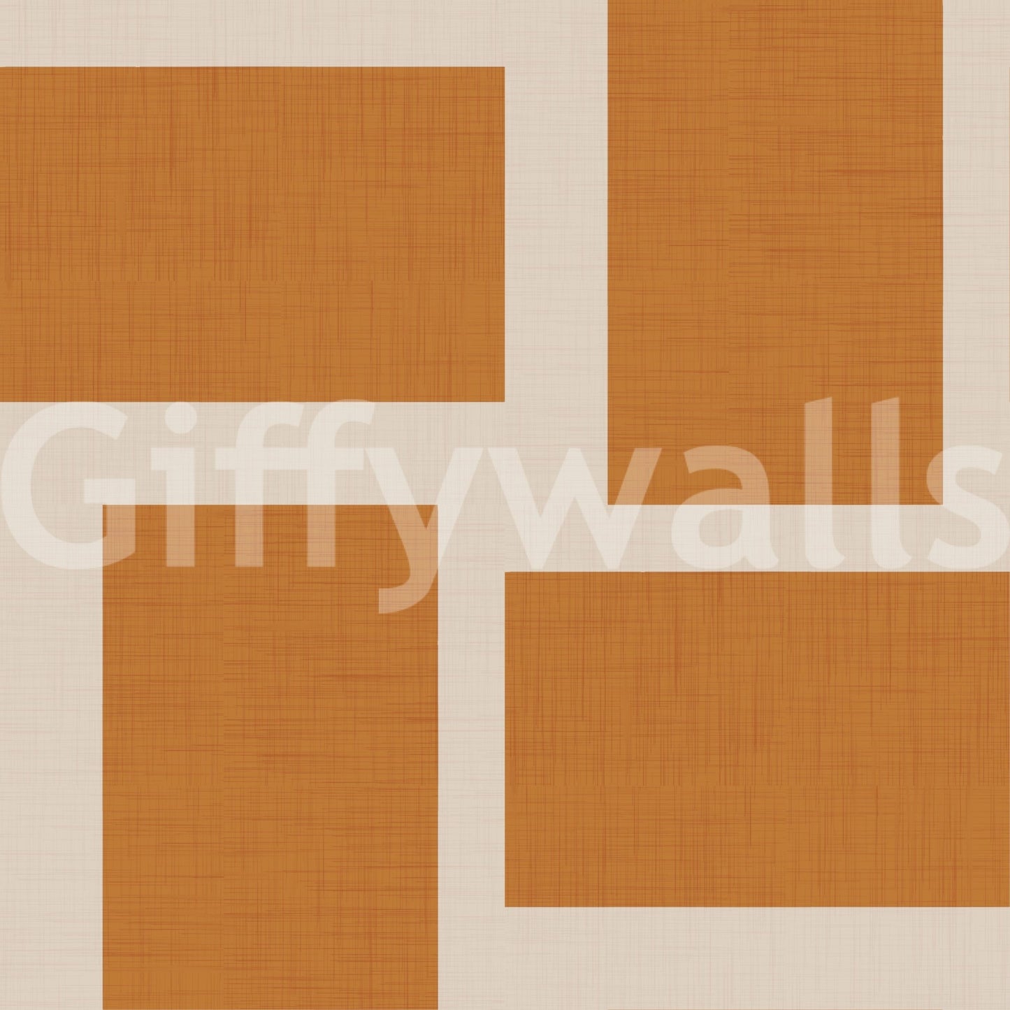 Modern Geometric Color Block Terracotta Cream Wallpaper⁠
