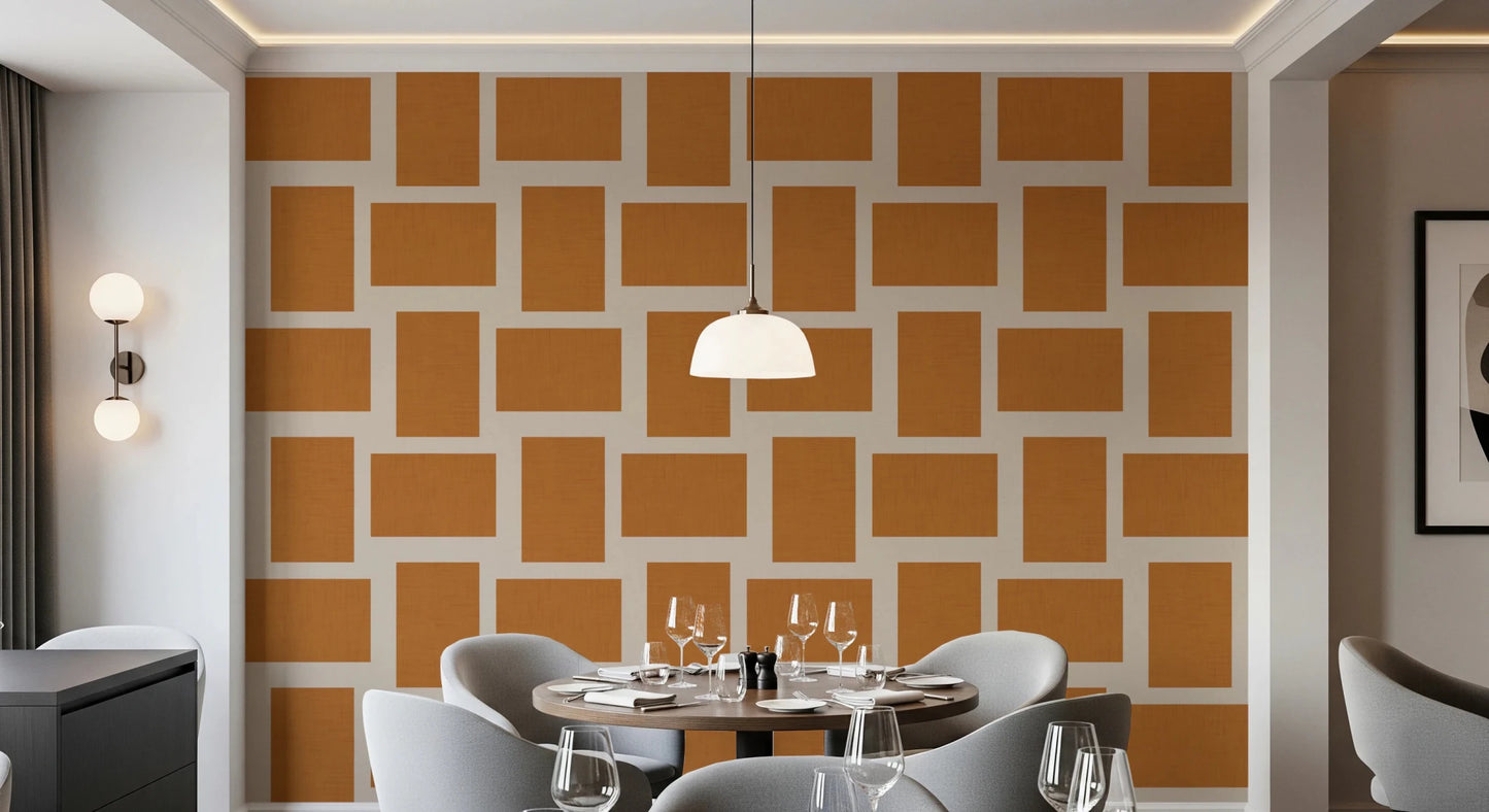 Modern Geometric Color Block Terracotta Cream Wallpaper⁠