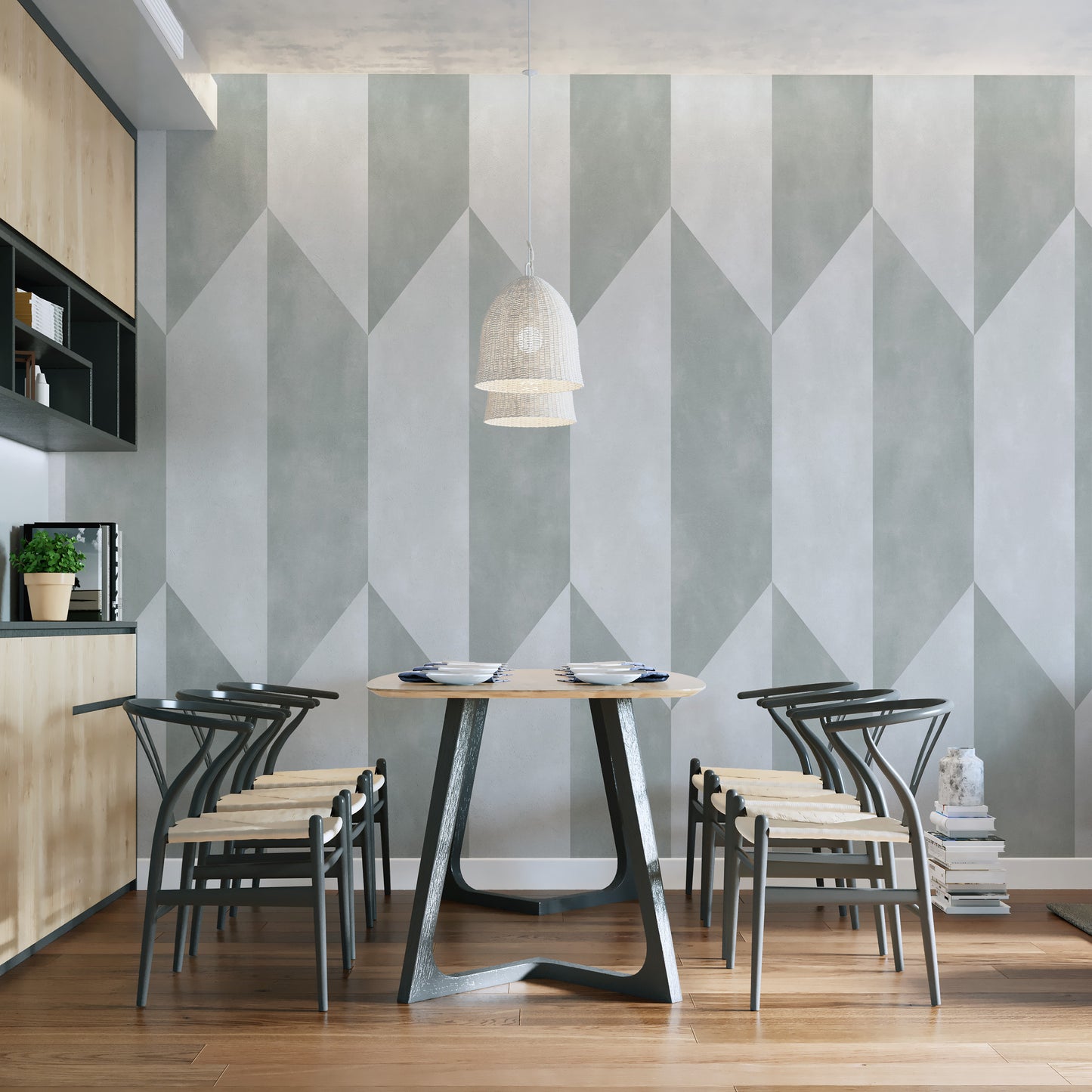 Versatile geometric gray wallpaper for any room
