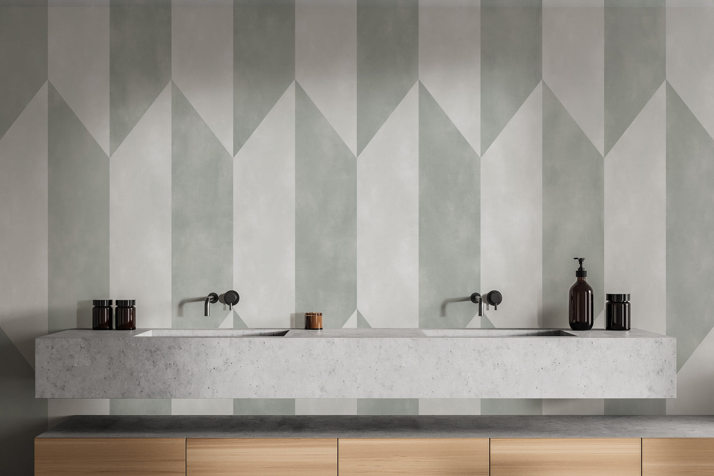 Trendy geometric wallpaper in soft gray tones
