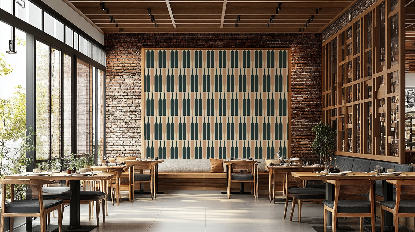 Modern geometric blue wallpaper for unique room decor.

