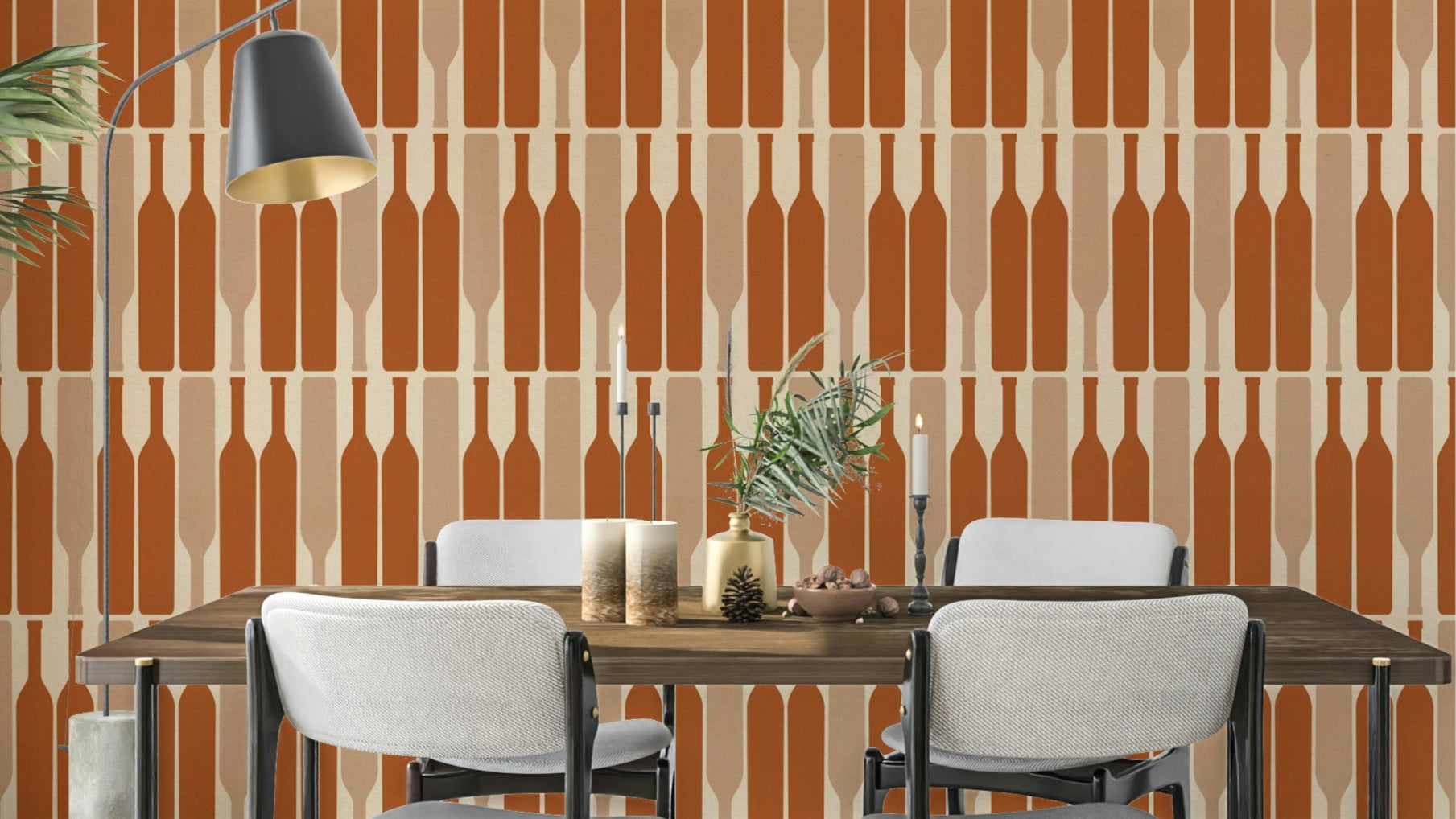 Modern Geometric Wine Cellar Wallpaper with sleek design.

