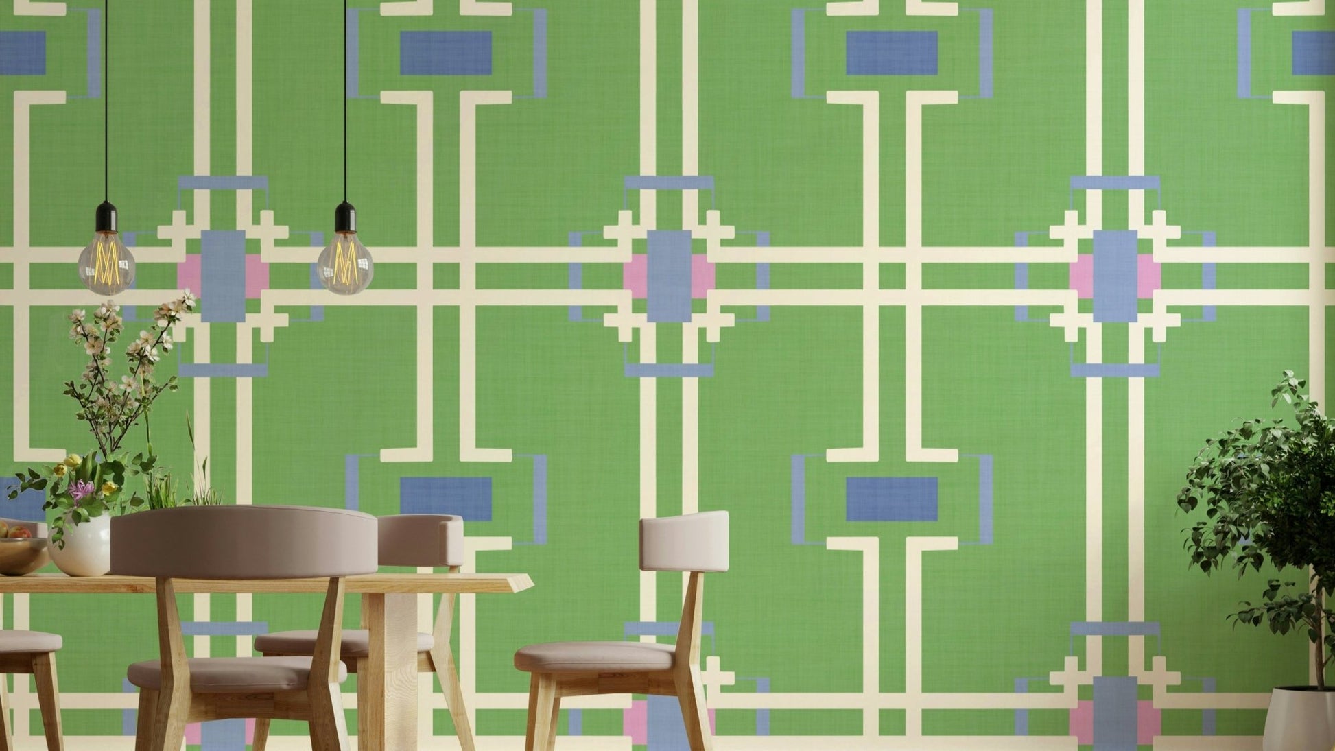 Crisp, contemporary lattice pattern.

