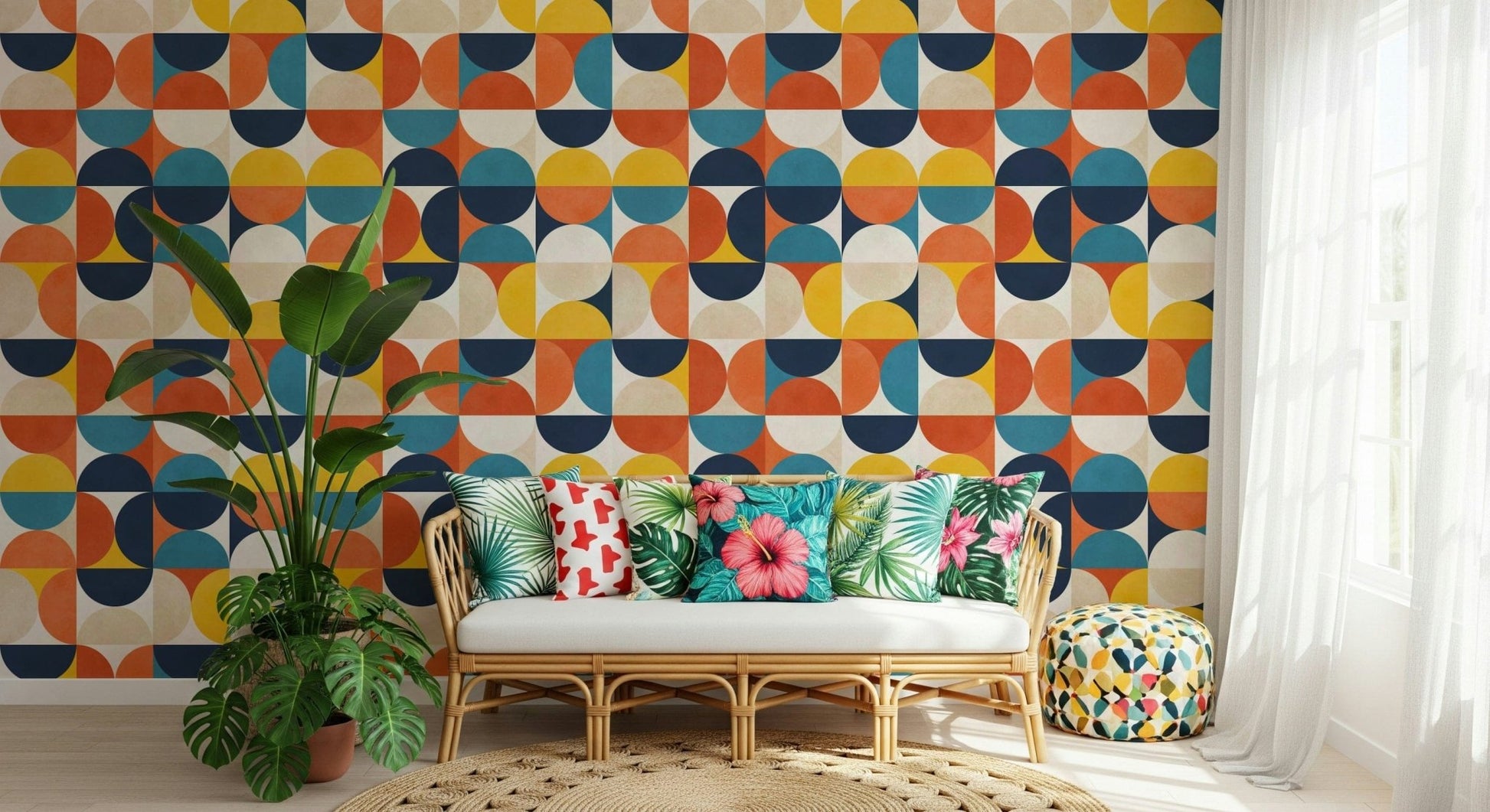 Bold circle grid wallpaper for statement wall