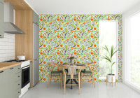 Modern wallpaper featuring colorful meadow flowers

