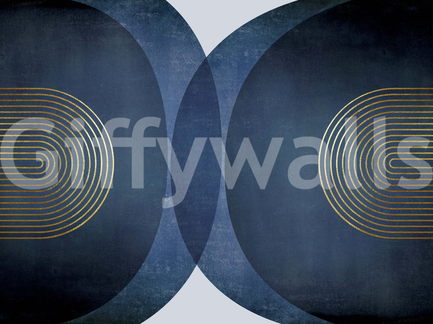 Modern Mid Century Blue Gold Wall Mural