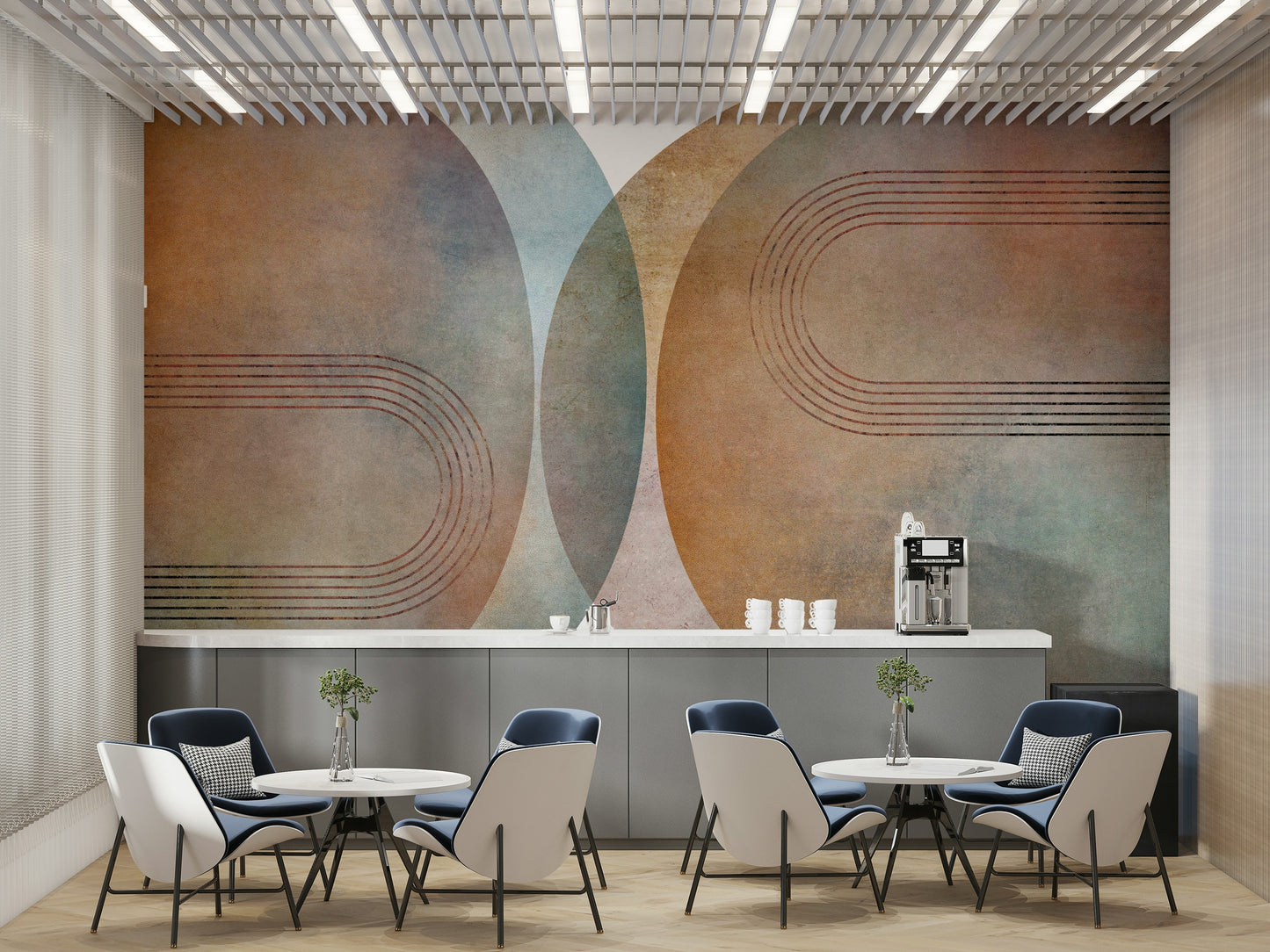 Retro-modern wall art with mid-century curves

