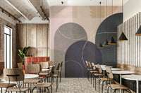 Chic and clean Mid Century linen 3 mural for modern interiors

