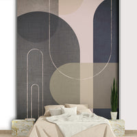 Mid-century linen texture wall mural design

