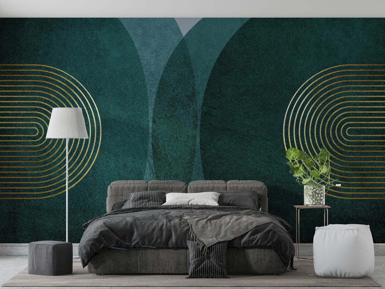 Modern Mid Century in Teal Wall Mural