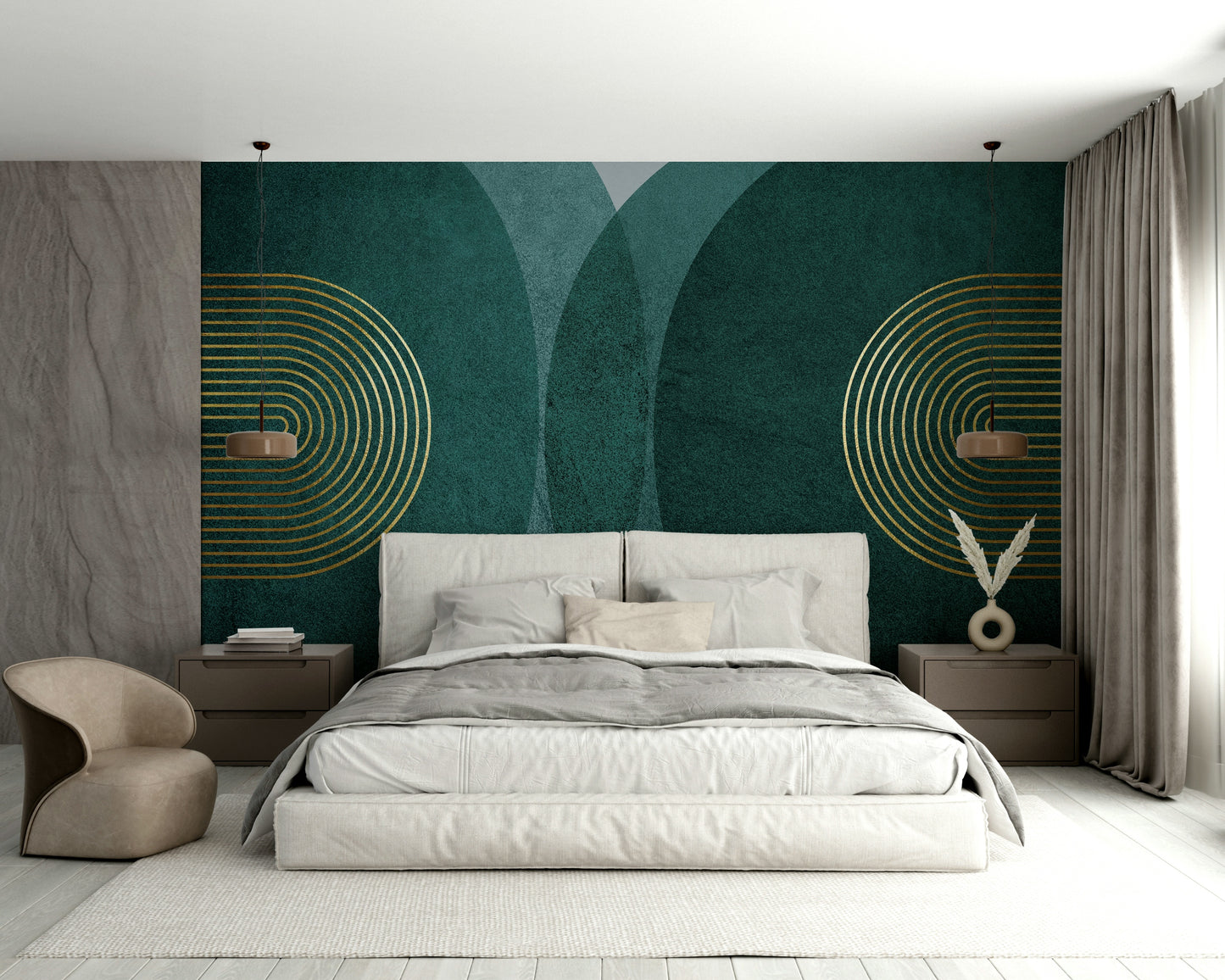 Modern Mid Century in Teal Wall Mural