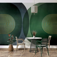 Minimalist mid-century style wall mural

