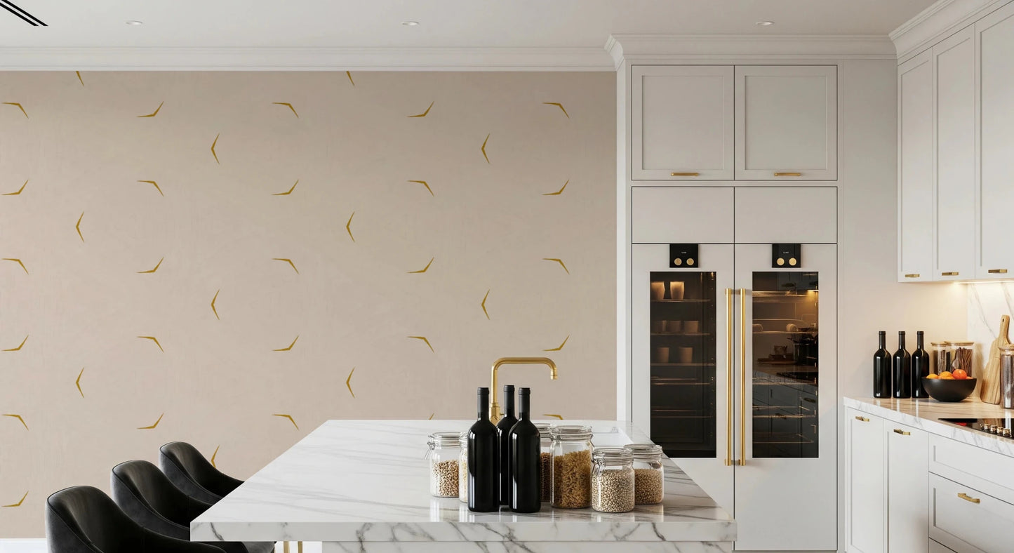 Modern Minimal Broken Lines Mustard Cream Wallpaper⁠