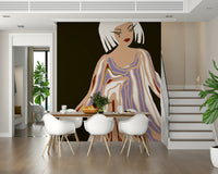 Contemporary portrait wall mural with graphic style
