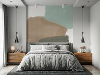 Stylish beige and serene aqua abstract strokes wallpaper.