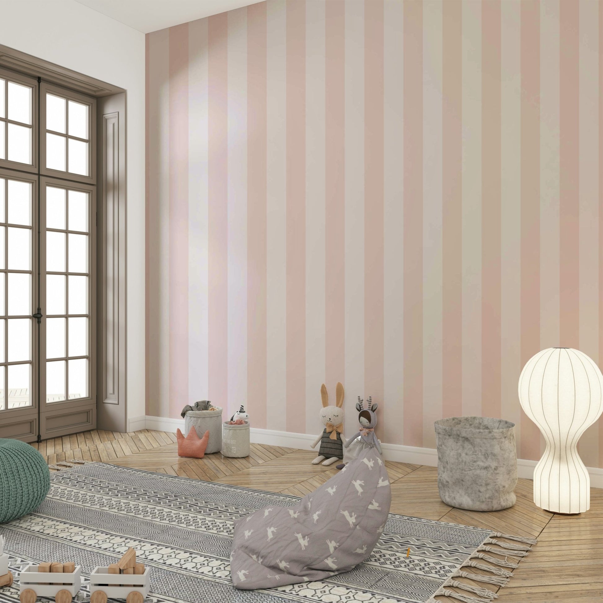 Minimalist beige and pink vertical striped design

