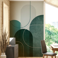 Modern Teal Arches 2 mural for calming, modern interiors

