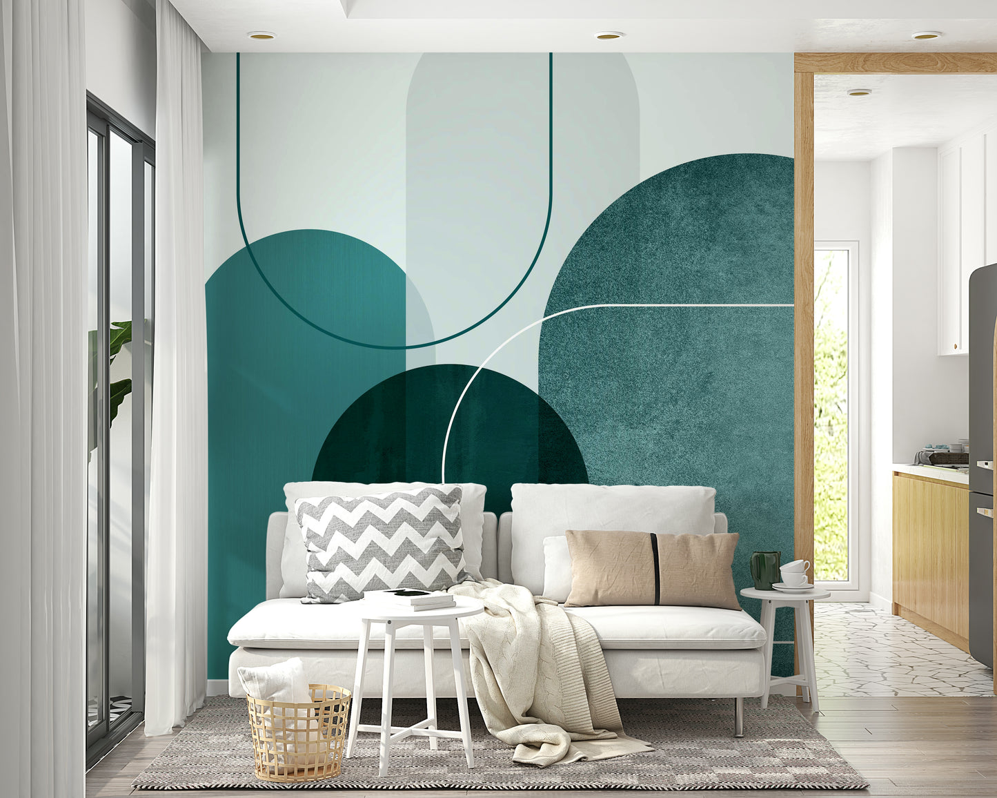 Stylish Modern Teal Arches 2 mural for bedrooms


