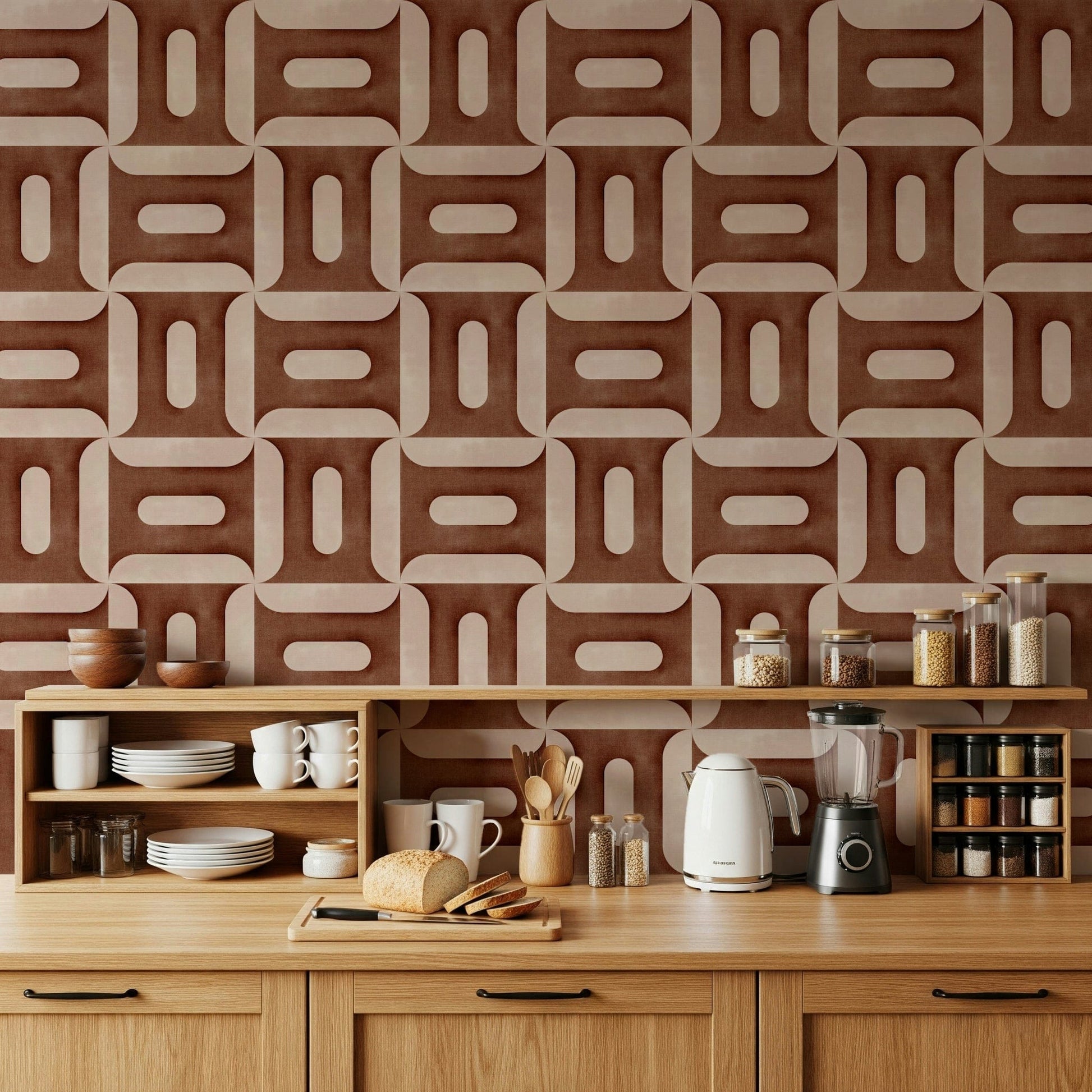 Modern Textured Geometries Copper Wallpaper⁠