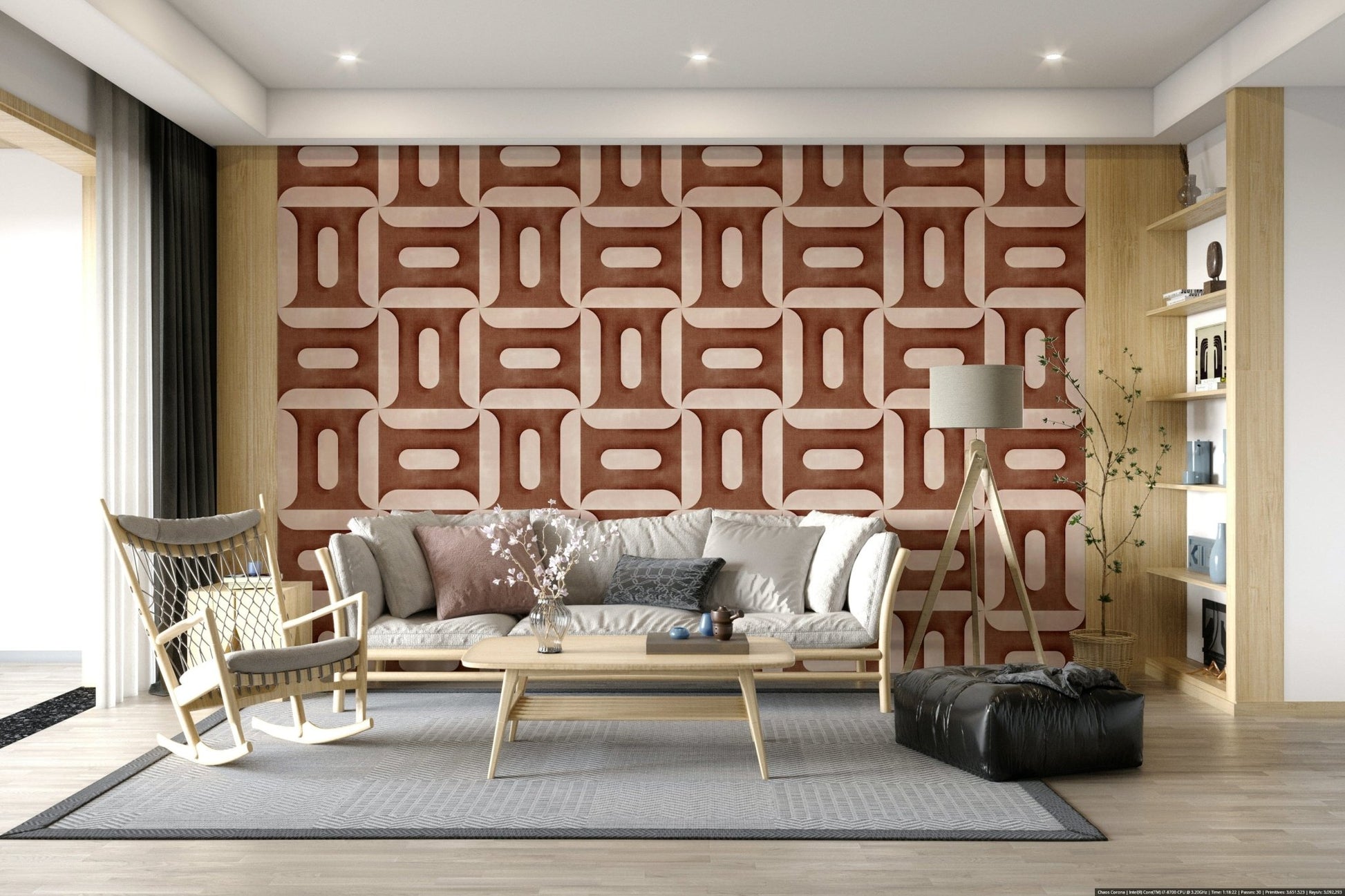 Modern Textured Geometries Copper Wallpaper⁠